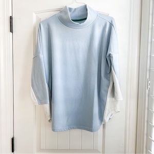 Tuckernuck Funnel Pullover in light blue and white